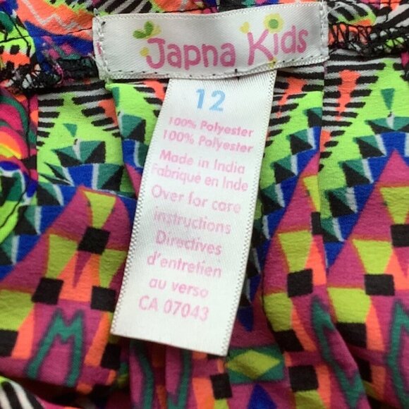 Japna Girls Dress Size 12 Multicolor Elastic Waist Geometric Pattern Sleeveless - Picture 6 of 11
